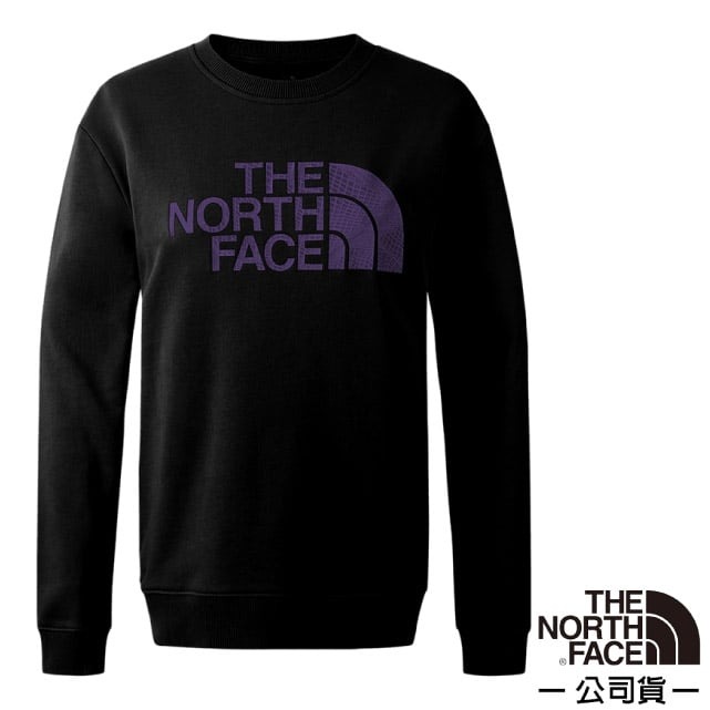 【The North Face】女 吸濕透氣純棉長袖圓領T恤.休閒套頭衫.運動上衣/大尺寸品牌標識/8ASU-JK3 黑✿30E010